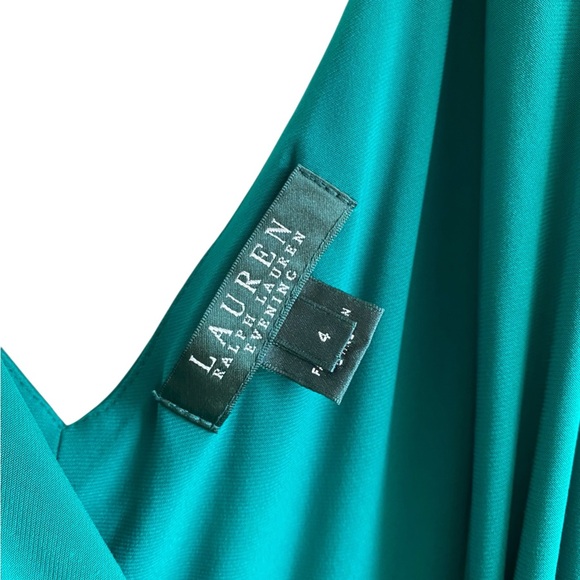 Lauren Ralph Lauren Green Evening Dress Size 4 Twist Front Sleeveless Formal - Picture 7 of 7